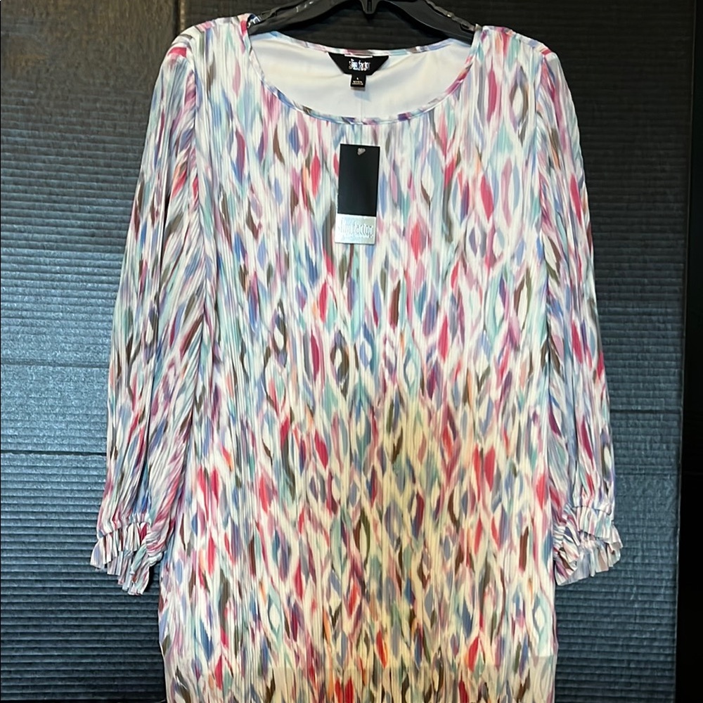 Slim Factor by Investments Multicolor Patterned Blouse Large NWT - Picture 2 of 13